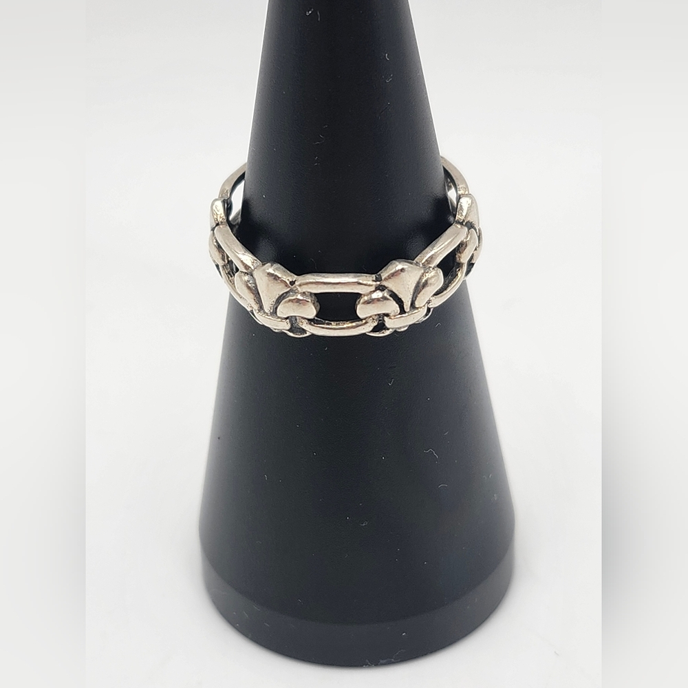 Elegant Sterling Silver Chain Fleur De Lis Link Ring.  Size 8.5